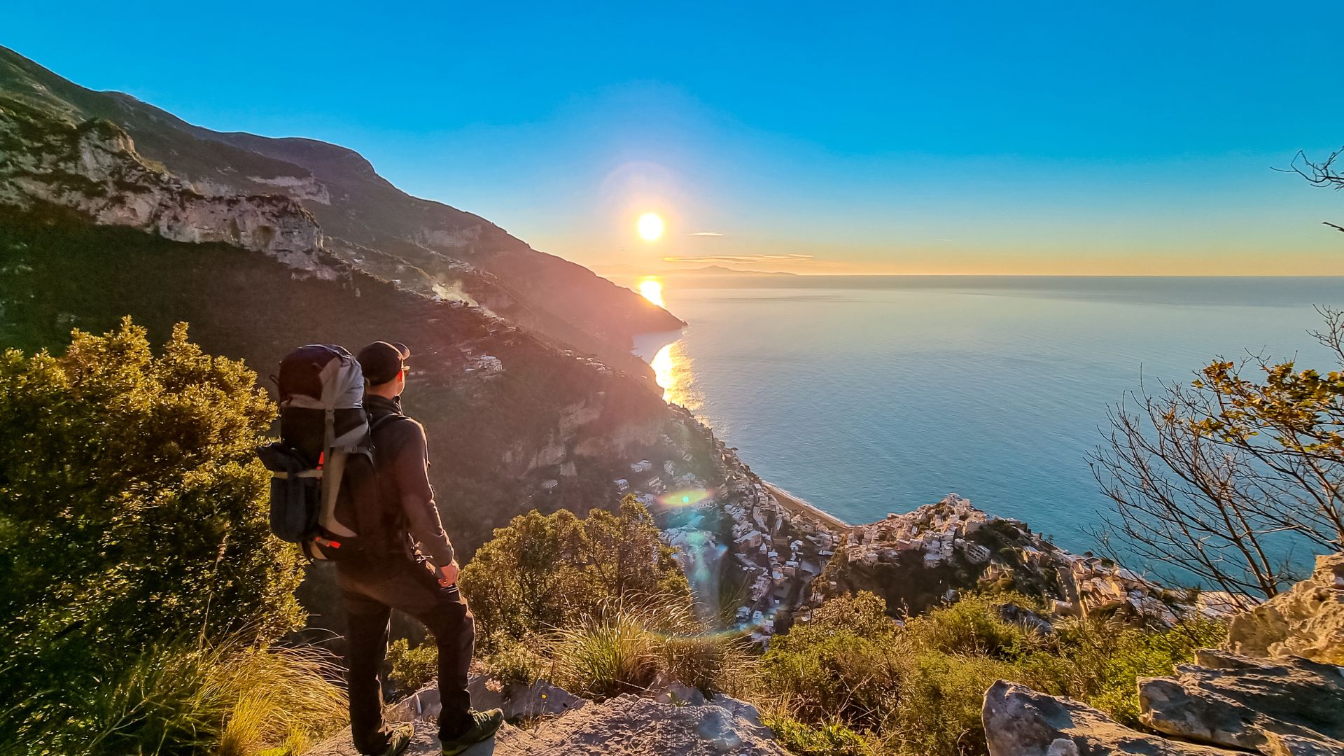 Le scale panoramiche di Praiano al tramonto