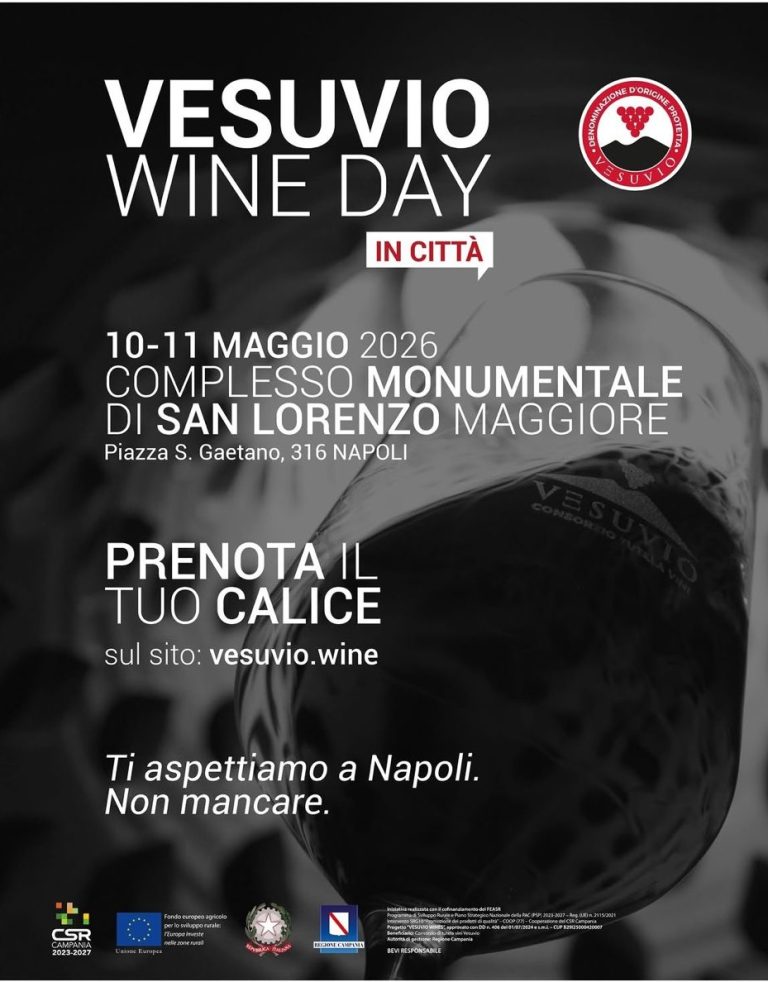 Vesuvio Wine Day 2026, a Napoli il grande evento dedicato ai vini vulcanici campani